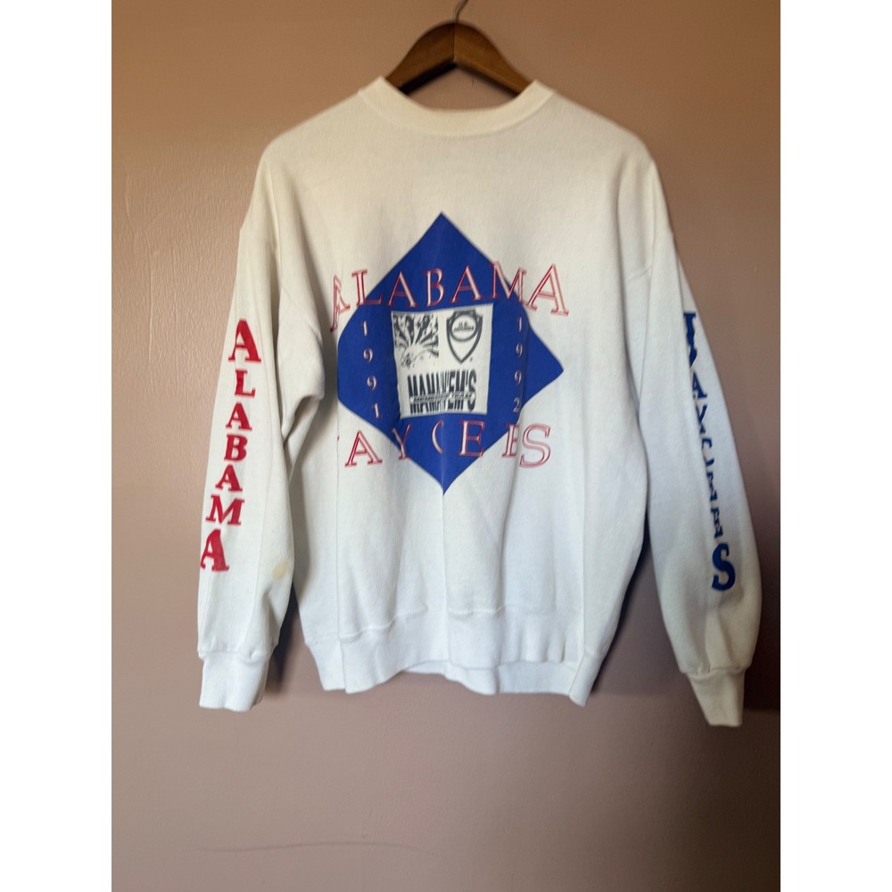 Vintage Salem Sportswear Alabama Jaycees XL White Graphic Sweatshirt 90s USA